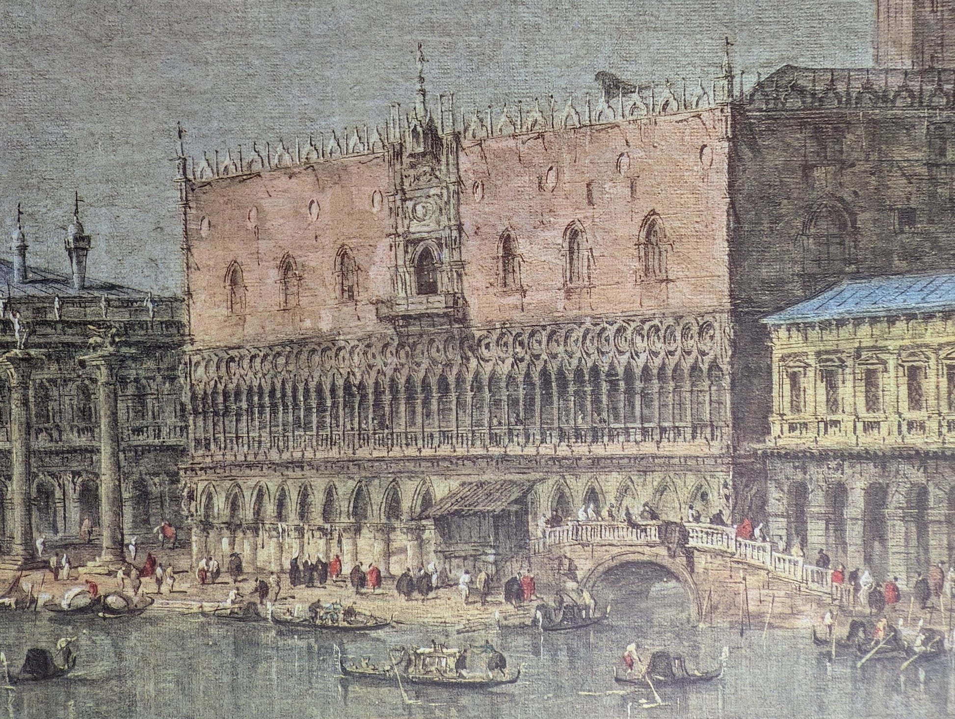 Venedig mit Dogenpalast by Francesco Guardi | Vintage Austrian Print | Grand Canal Cityscape Wall Art - Offset Lithograph - Pink Flamingos