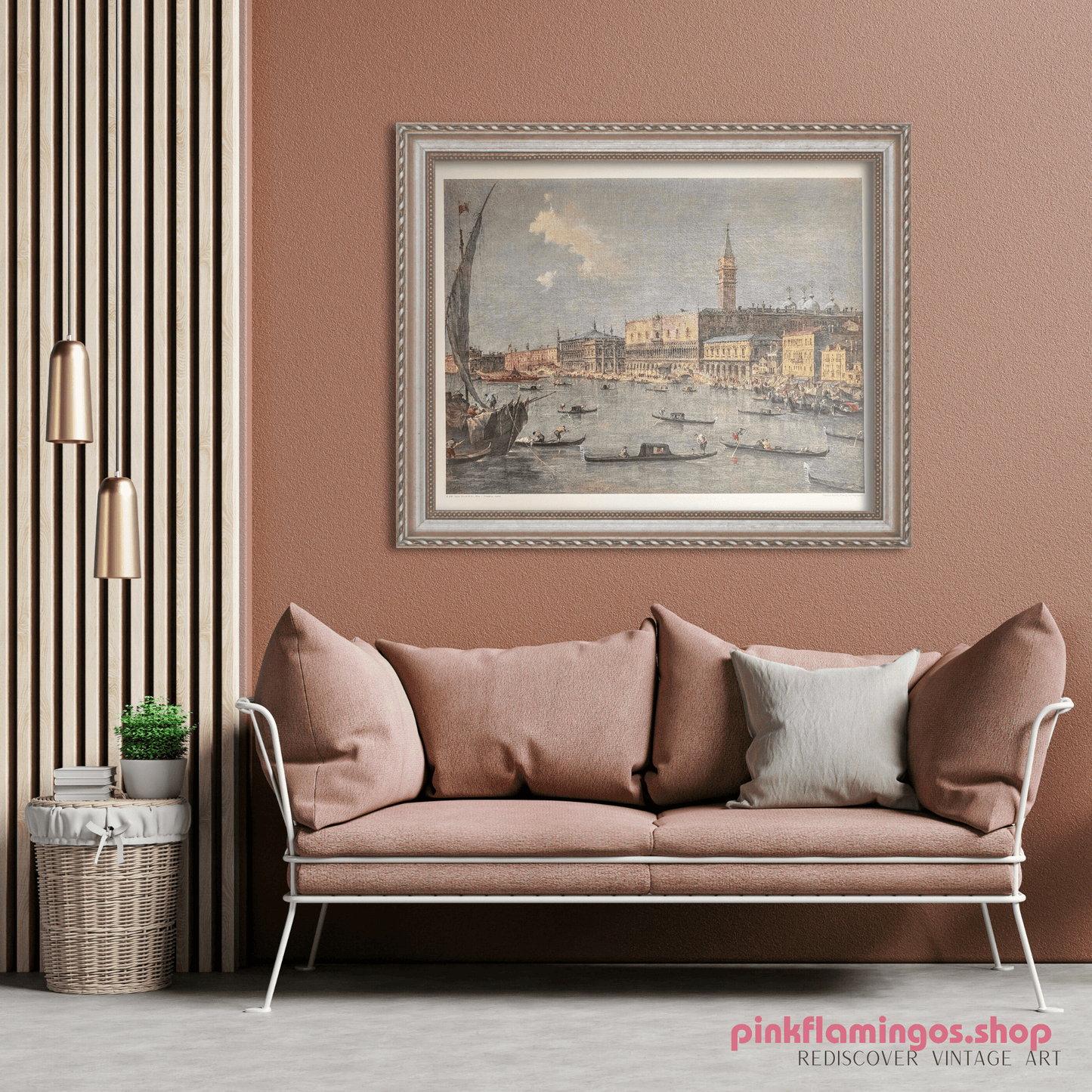 Venedig mit Dogenpalast by Francesco Guardi | Vintage Austrian Print | Grand Canal Cityscape Wall Art - Offset Lithograph - Pink Flamingos