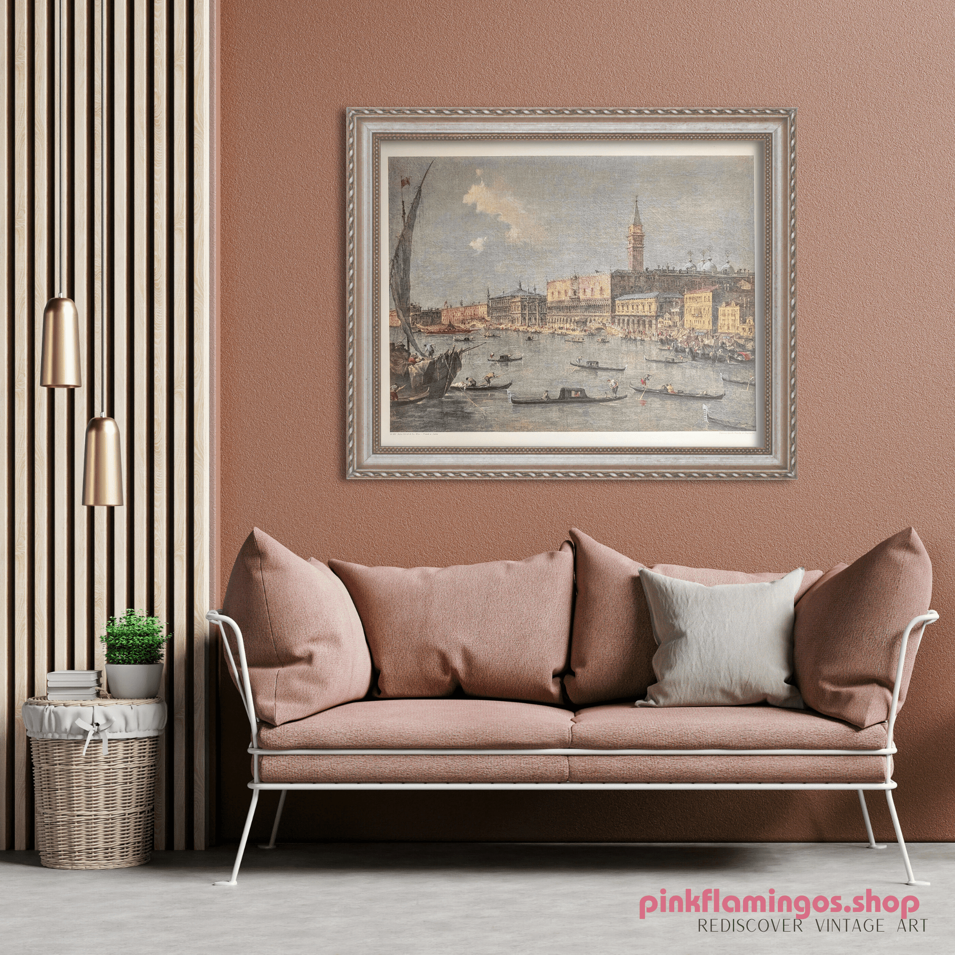 Venedig mit Dogenpalast by Francesco Guardi | Vintage Austrian Print | Grand Canal Cityscape Wall Art - Offset Lithograph - Pink Flamingos