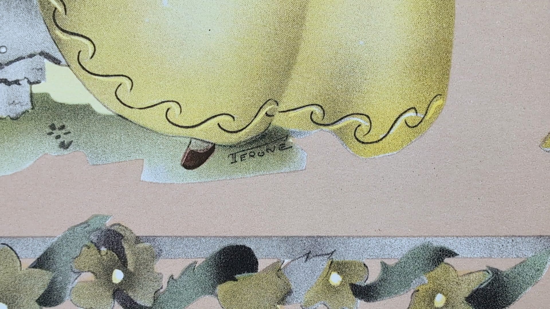Beautytone Couples Dancing by Terone, 1943 mint condition vintage lithograph from Borin Art - Pink Flamingos