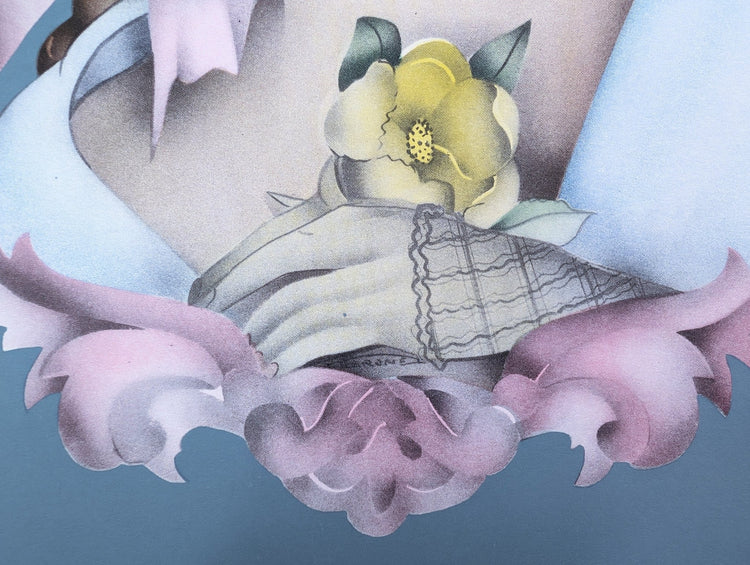 Beautytone Lady Portrait by Terone, 1943 mint condition vintage lithograph from Borin Art - Pink Flamingos