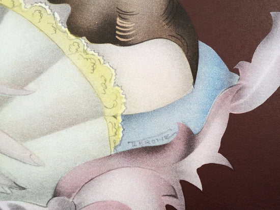 Beautytone Lady Profile by Terone, 1943 mint condition vintage lithograph from Borin Art - Pink Flamingos