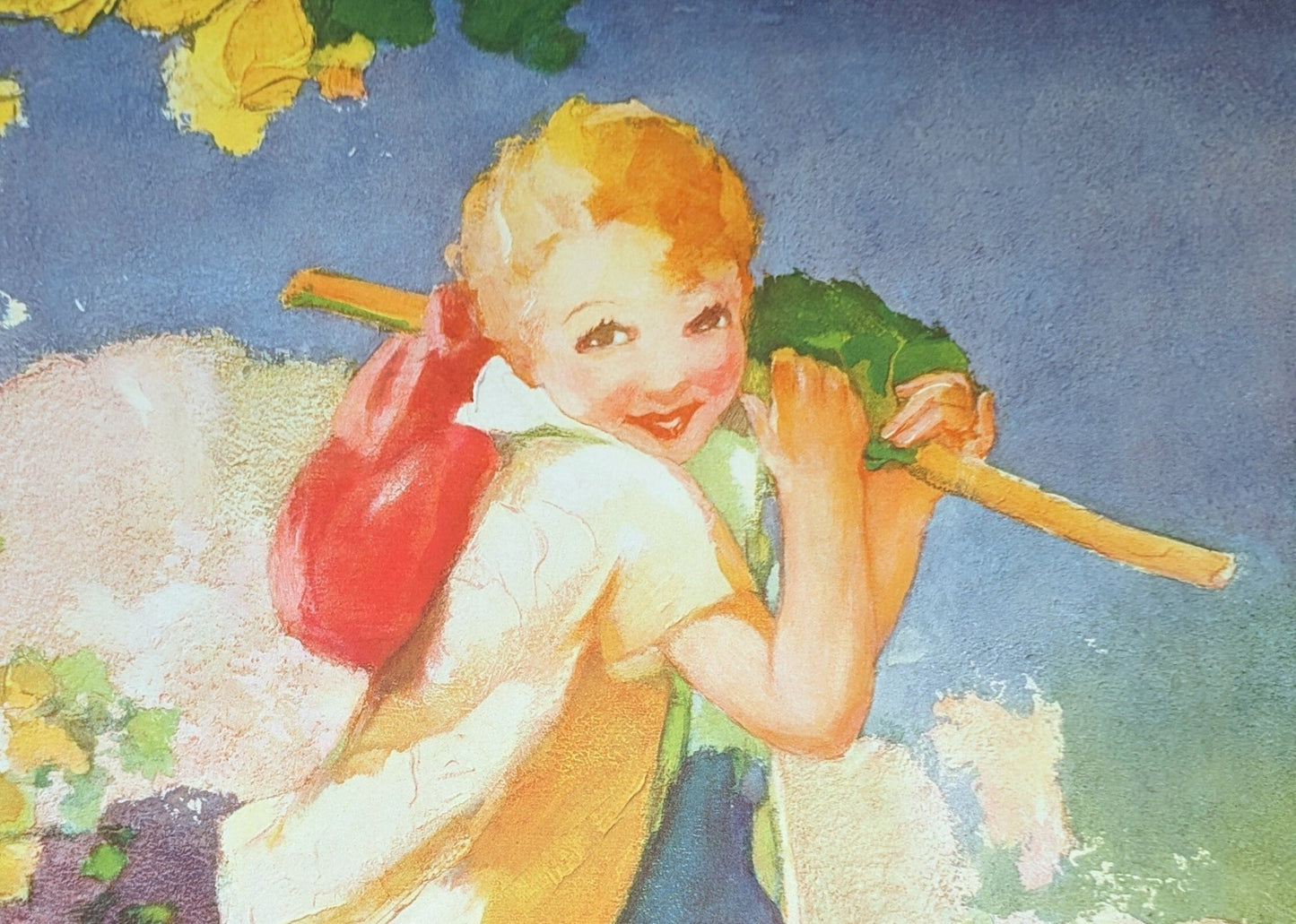 Dick Whittington by Hencke, mint condition authentic vintage lithograph printed in the 1930s - Pink Flamingos