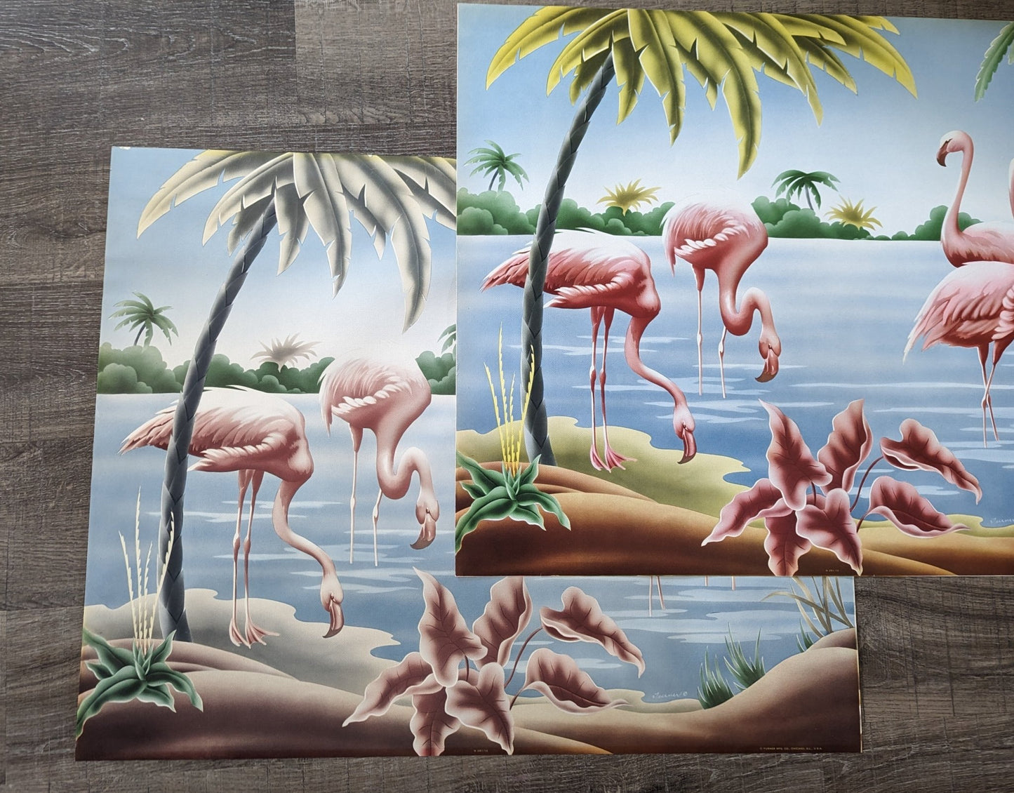 Flamingos by Turner/Toran, mint condition authentic vintage lithograph printed in the 1940s - Offset Lithograph - Pink Flamingos