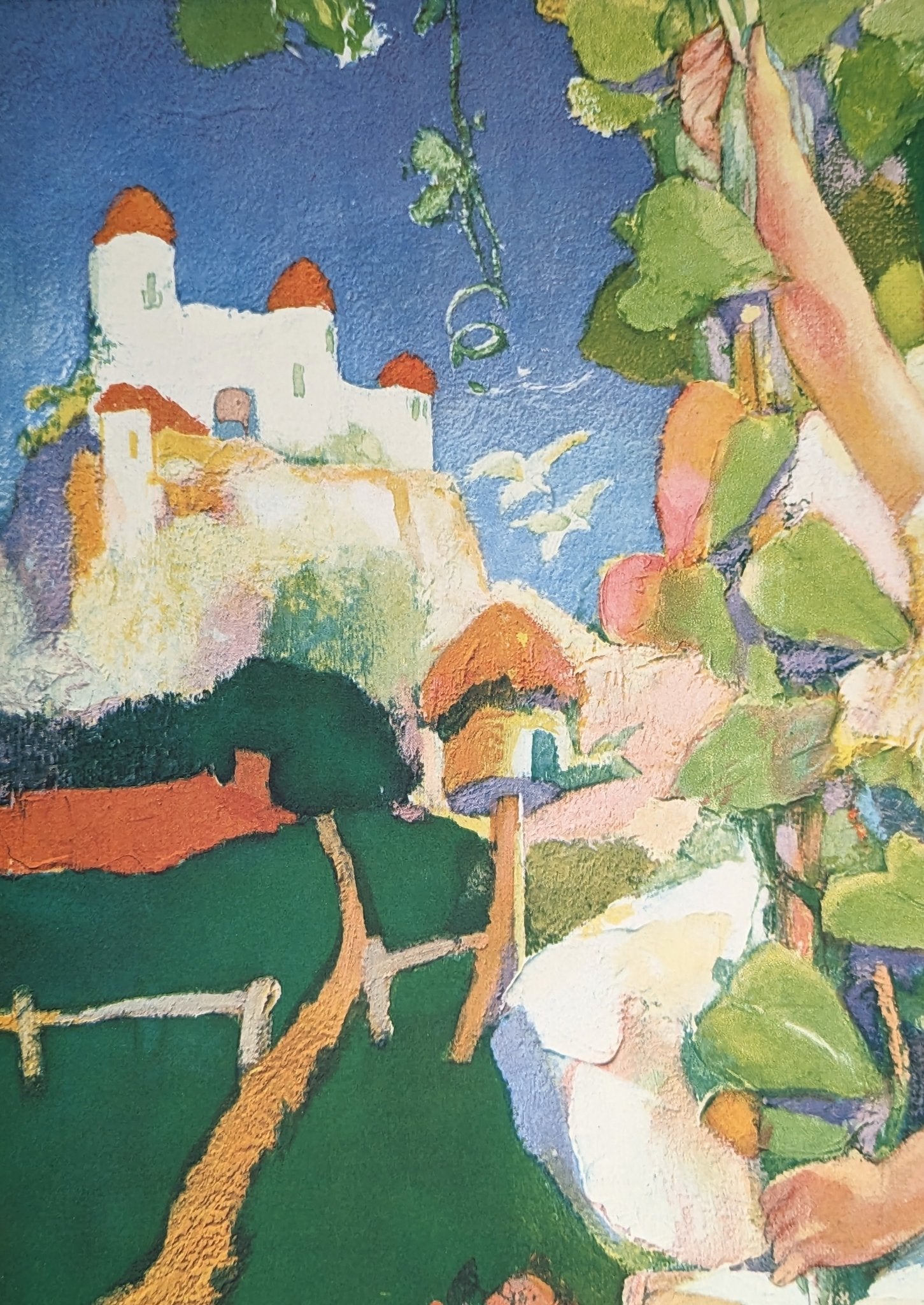 Jack and the Beanstalk by Hencke, mint condition authentic vintage lithograph printed in the 1930s - Offset Lithograph - Pink Flamingos