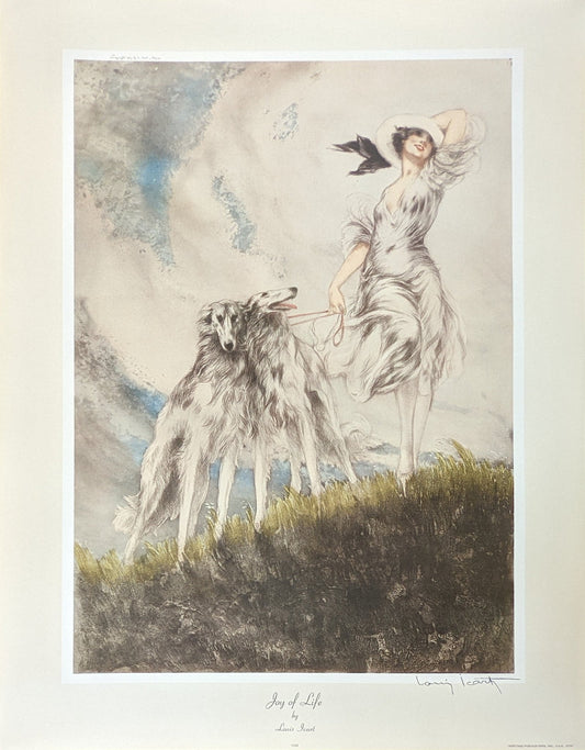 Louis Icart French glamour art Joy of Life in romantic Art Deco style, mint condition 1974 reproduction