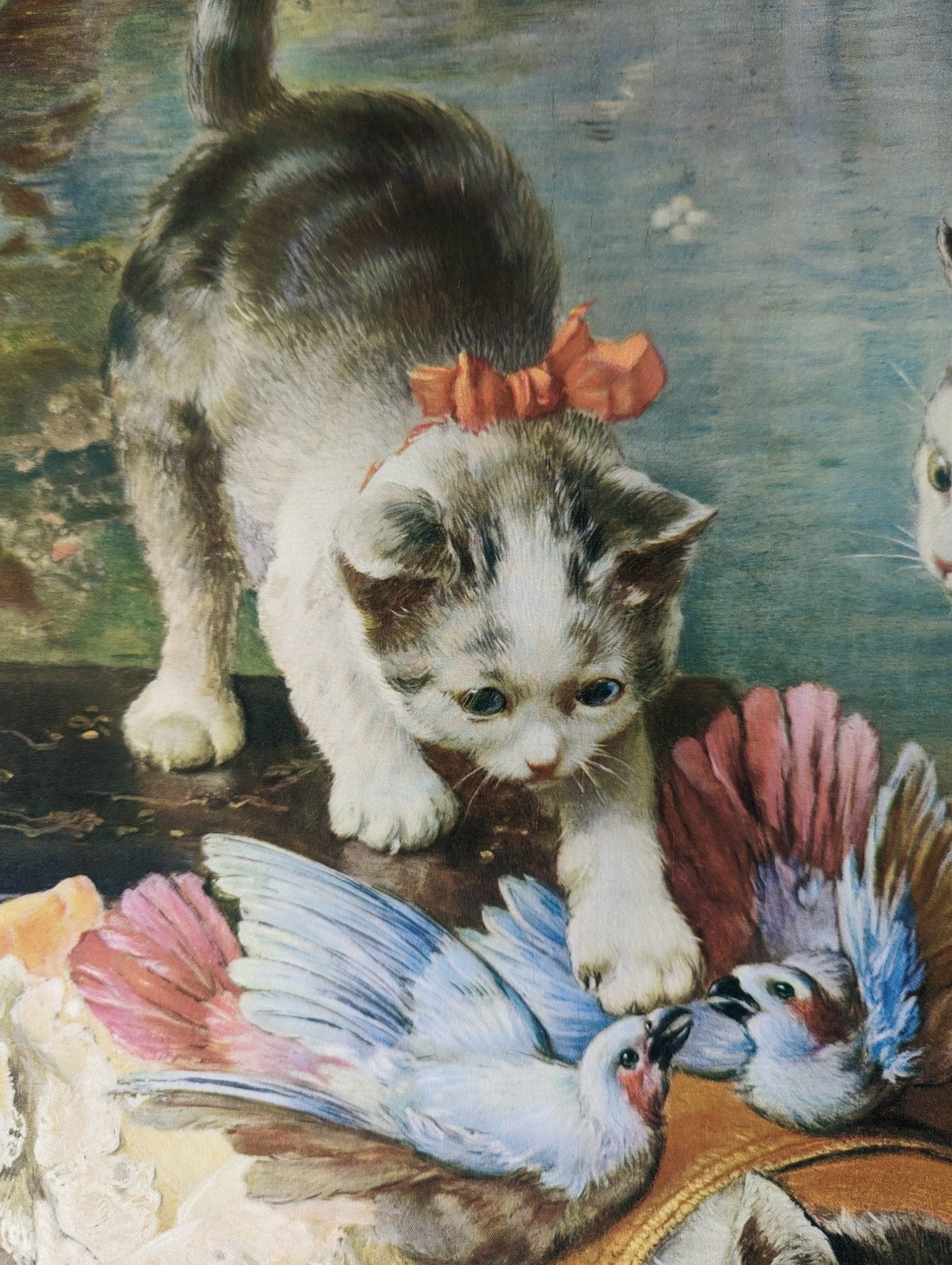 Kittens by Reichert, authentic mint condition vintage lithograph printed in the 1960s-1970s - Pink Flamingos