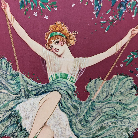 Swing by Le Boulte, mint condition authentic vintage lithograph printed in the 1920s - Offset Lithograph - Pink Flamingos