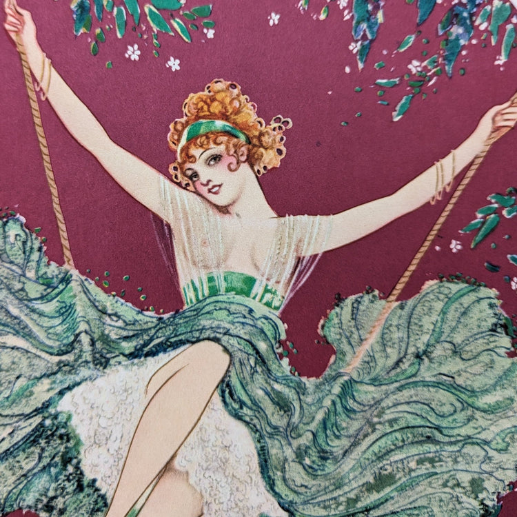 Swing by Le Boulte, mint condition authentic vintage lithograph printed in the 1920s - Offset Lithograph - Pink Flamingos