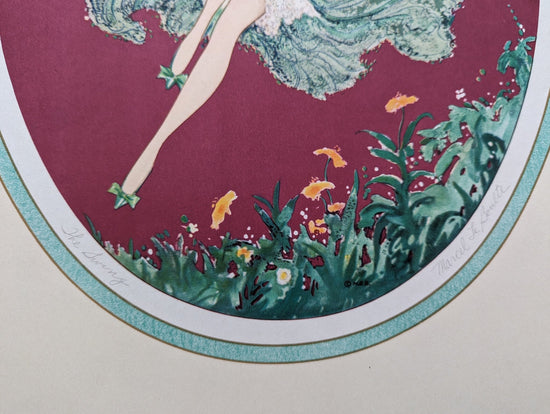 Swing by Le Boulte, mint condition authentic vintage lithograph printed in the 1920s - Offset Lithograph - Pink Flamingos