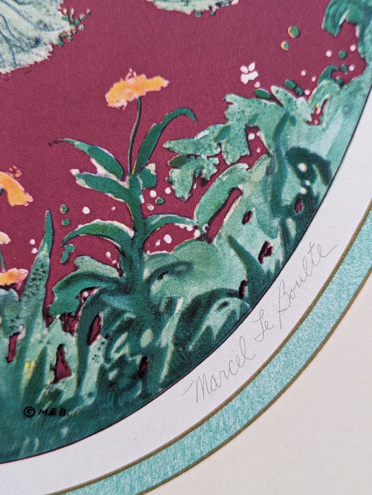 Swing by Le Boulte, mint condition authentic vintage lithograph printed in the 1920s - Offset Lithograph - Pink Flamingos