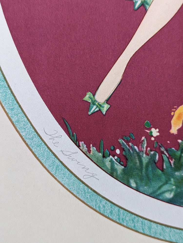 Swing by Le Boulte, mint condition authentic vintage lithograph printed in the 1920s - Offset Lithograph - Pink Flamingos